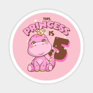 This Princess is 5 Girls 5th Birthday Pink Dinosaur Party Magnet